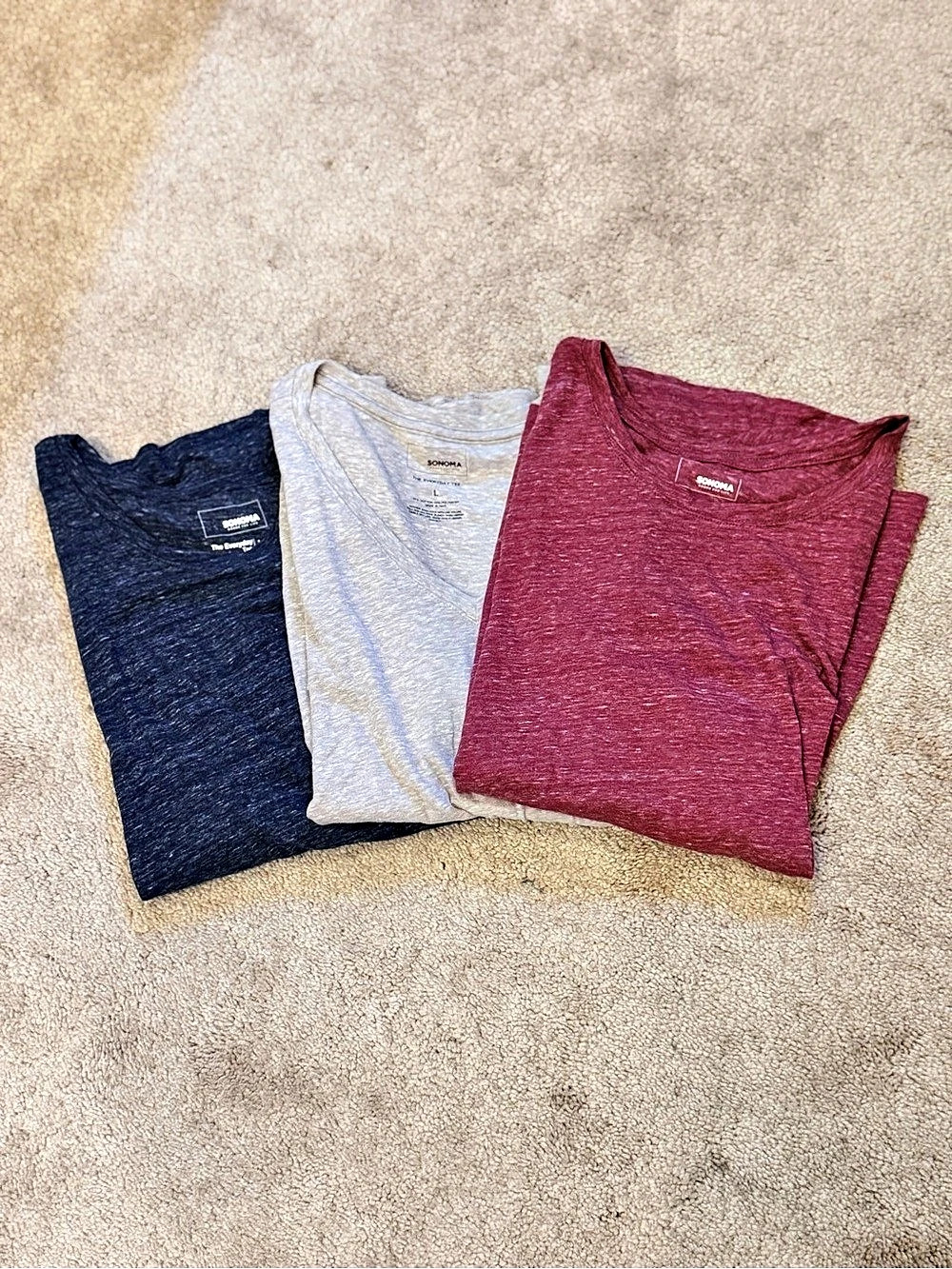 Sonoma The Everyday Tee 3-Pack V-Neck Tees Pink & White Large